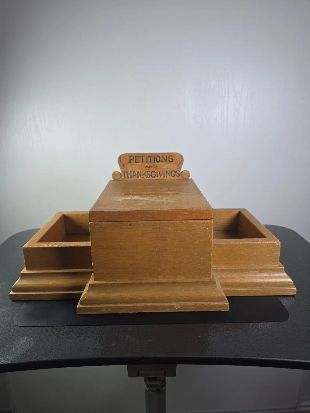 Wood Prayer Box with Side Trays - 'Petitions and Thanksgivings'